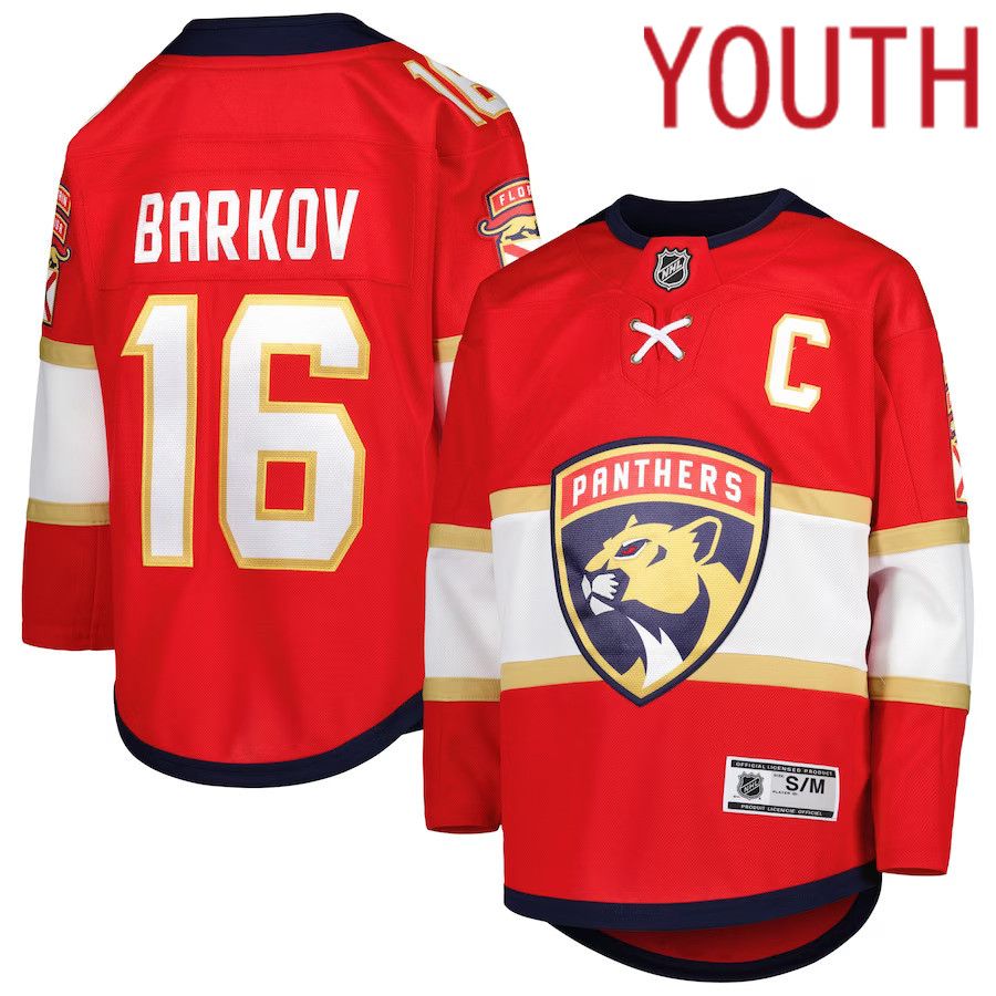 Youth Florida Panthers #16 Aleksander Barkov Red Home Premier Player NHL Jersey